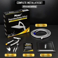 Regendouchekop Deluxe - ø 35CM - Douchekop Met Doucheslang En Douchekophouder - RVS -Mooie Badkamer 1200x1200 1451