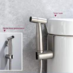 Merkloos Bidet Handdoucheset Uit Geborsteld RVS - Shattaf - Met Slang, T-stuk & Wandhouder -Mooie Badkamer 1200x1200 1456