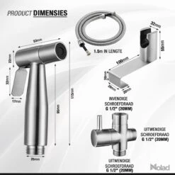 Nolad® Bidet Handdouche - Douchekoppen - Bidet - Handdouche - Zilver -Mooie Badkamer 1200x1200 1470