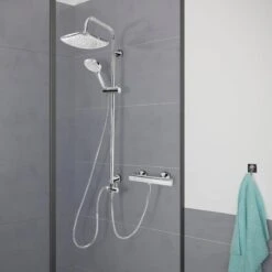 Cornat® SQUARE NEO - Roestvrij Staal Doucheset – Industrieel - Hoofd- En Handdouche - Douchesysteem - Waterbesparend – Reno Functie -Mooie Badkamer 1200x1200 1591