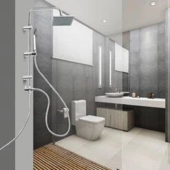 Niceey Doucheset - Regendouche - Handdouche - Verstelbaar - Vierkant - Chroom -Mooie Badkamer 1200x1200 1592