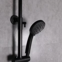 SAAR Opbouw Douche Set - Rond - Thermostaatkraan - Glijstang - Regendouche - Handdouche - Mat Zwart -Mooie Badkamer 1200x1200 1631