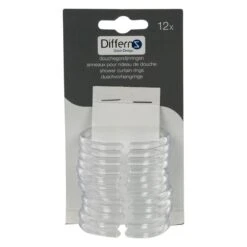 Differnz Douchegordijnringen - Transparant - Kunststof - 6 X 4 Cm - 12 Stuks -Mooie Badkamer 1200x1200 1677
