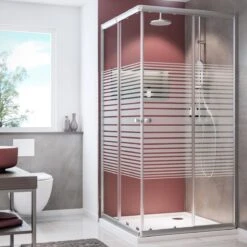 Schulte Douchecabine - Sunny Hoekinstap Met Schuifdeuren - Groot Verstelbereik 73,5 Tot Max. 88,5 Cm Hoogte 180 Cm - Zilverkleur Profiel- Veiligheidsglas Met Een Streepdecor - Montage Op Douchebak Of Direct Op De Douchevloer. -Mooie Badkamer 1200x1200 1685