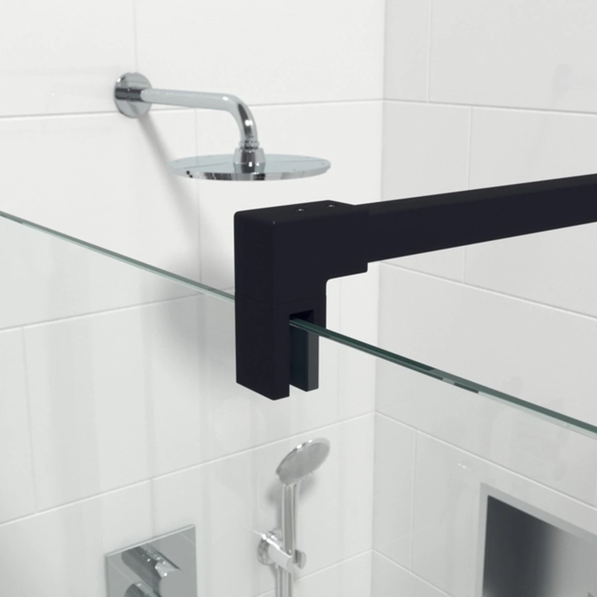 Saniclass Bellini Inloopdouche - Douchewand - 30x200cm - 8mm Veiligheidsglas - Anti Kalk - Mat Zwart 4 Saniclass Bellini Inloopdouche - Douchewand - 30x200cm - 8mm Veiligheidsglas - Anti Kalk - Mat Zwart - Afbeelding 4