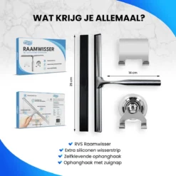 Douchewisser Met Ophangsysteem - Raamwisser - Raamtrekker - RVS - Extra Siliconen Strip -Mooie Badkamer 1200x1200 248