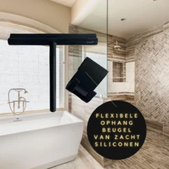 Fienosa Douchewisser Anti Kras Siliconen - Zachte Glashaak - Zwart -Mooie Badkamer 1200x1200 265