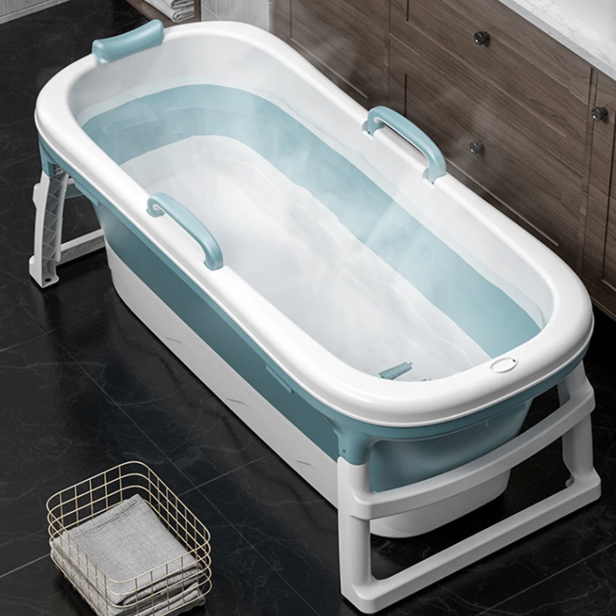 Simple Fix Zitbad - 115cm - Opvouwbaar Bad - Bath Bucket - Zitbad Voor Volwassenen & Kinderen - 160L - Blauw 2 Simple Fix Zitbad - 115cm - Opvouwbaar Bad - Bath Bucket - Zitbad Voor Volwassenen & Kinderen - 160L - Blauw - Afbeelding 2