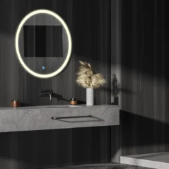 LOMAZOO Badkamerspiegel Met LED Verlichting - Badkamer Spiegel - Spiegel Badkamer - Spiegel Douche - Verwarming Anti Condens - 100 Cm Rond [DETROIT] -Mooie Badkamer 1200x1200 926