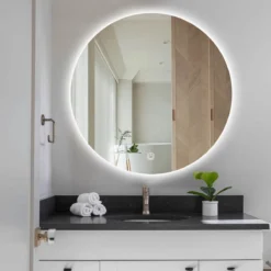 SensaHome - Led Touch Wandspiegel Rond - Badkamerspiegel Frameloos Met LED Verlichting - Wandspiegel - Koud Wit - 80CM -Mooie Badkamer 1200x1200 929