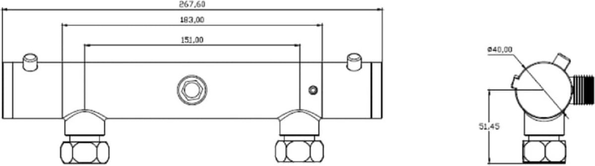 SCHÜTTE London Thermostatische Douchekraan - Hartafstand 150 Mm - Zwart Mat 3 SCHÜTTE London Thermostatische Douchekraan - Hartafstand 150 Mm - Zwart Mat - Afbeelding 3
