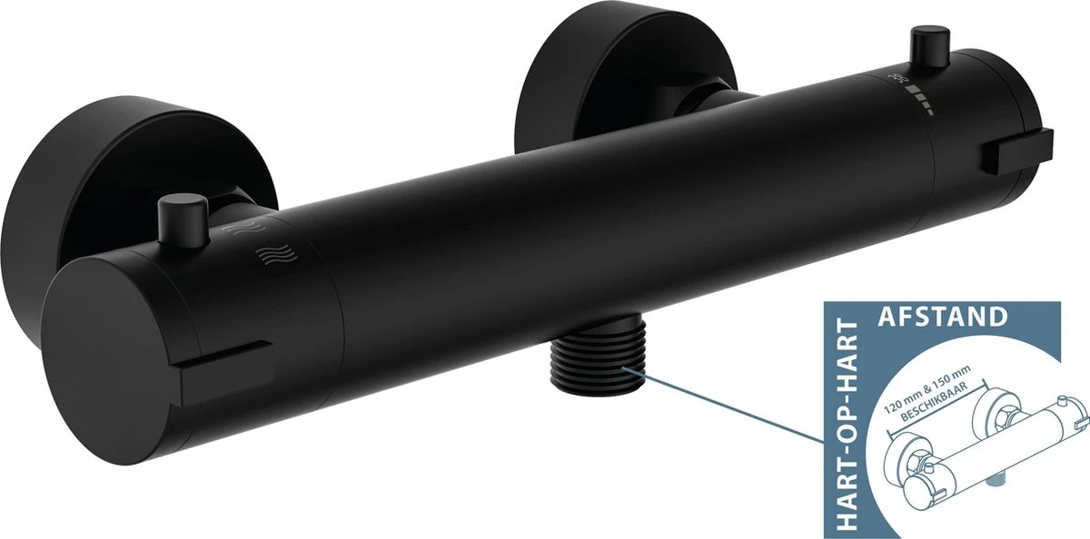 SCHÜTTE London Thermostatische Douchekraan - Hartafstand 150 Mm - Zwart Mat 5 SCHÜTTE London Thermostatische Douchekraan - Hartafstand 150 Mm - Zwart Mat - Afbeelding 5