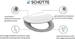 SCHÜTTE WC-Bril 82304 ANTHRAZIT - Duroplast - Soft Close - Afklikbaar - RVS-Scharnieren - Gelakt - Antraciet -Mooie Badkamer 1200x633