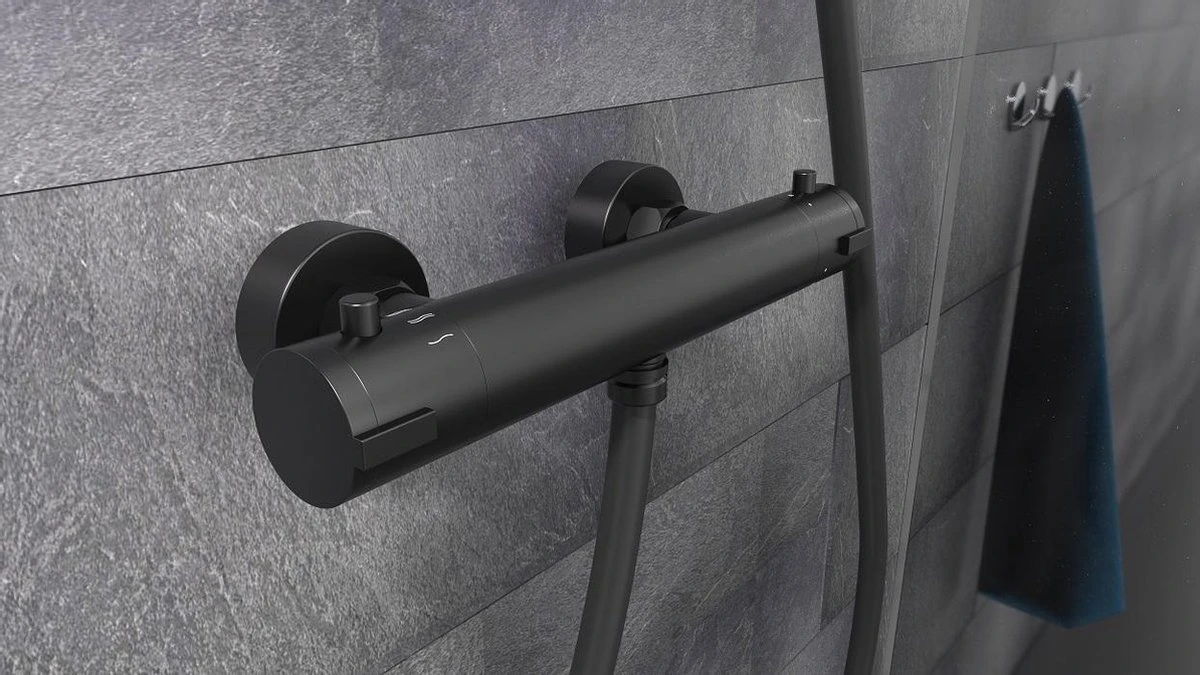 SCHÜTTE London Thermostatische Douchekraan - Hartafstand 150 Mm - Zwart Mat 7 SCHÜTTE London Thermostatische Douchekraan - Hartafstand 150 Mm - Zwart Mat - Afbeelding 7