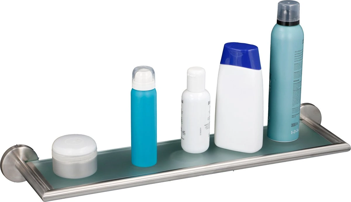 Alpina Planchet - Badkamer - RVS/ Glas - 54 X 5,7 X 14 Cm 2 Alpina Planchet - Badkamer - RVS/ Glas - 54 X 5,7 X 14 Cm - Afbeelding 2