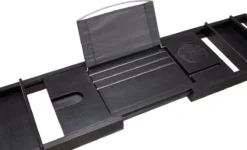 ACAZA Badrekje - Uitschuifbare Bamboe Bad Brug (Min 75 Cm - Max 109cm) - Verstelbare Plank Voor In Bad Met Tablet Houder - Zwart -Mooie Badkamer 1200x729