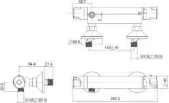 Saqu Ecoline - Thermostaatkraan - Waterbesparende Douchekraan - 15cm - Chroom -Mooie Badkamer 1200x735