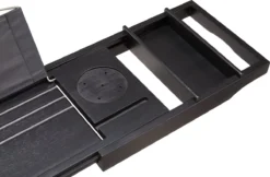 ACAZA Badrekje - Uitschuifbare Bamboe Bad Brug (Min 75 Cm - Max 109cm) - Verstelbare Plank Voor In Bad Met Tablet Houder - Zwart -Mooie Badkamer 1200x787