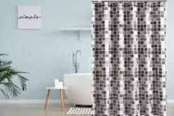 Su.B.dgn Douchegordijn 120x180 Anti Schimmel Polyester Badkamer Douchegordijn Wasbaar Met 12 Ringenl | Grijs Vierkant -Mooie Badkamer 1200x799 14