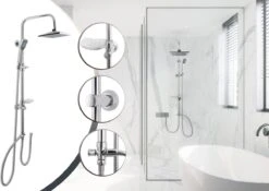 Lifa Bathing Zilveren Douchesysteem - Verstelbare Doucheset - RVS En ABS - Regendouche En Handdouche - Chroom - Incl. Bevestigingsmateriaal -Mooie Badkamer 1200x849 5