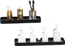 Planchet 45cm | Zwart | Badkamerplank | RVS | Metaal | Wastafel Glas | Zwevend | Wandplank Badkamer | Wastafel | Toilet | Wc | Hangende Plank | Hangend | Sanitair -Mooie Badkamer 1200x859