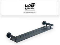 VDN Stainless Planchet - Planchet Badkamer - Wandplank - Zwart - RVS - Hangend -Mooie Badkamer 1200x891