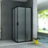Douchecabine Lory Nano Mat Zwart Vierkant Hoekinstap Schuifdeur 90x90x195cm Helder Glas Chroom Profiel 6mm Veiligheidsglas