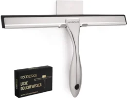 Douchewisser Rvs - Luxe Trekker Douche - Raamwisser Met Ophanghaak - Douchetrekker - Niet Boren - Chroom