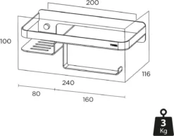 Tiger Caddy - Toiletrolhouder Met Planchet 24 Cm - RVS Geborsteld -Mooie Badkamer 1200x942