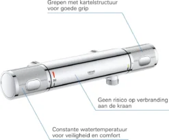 GROHE Grohtherm 1000 Performance Thermostatische Douchekraan - 12cm - Zonder Koppelingen - Chroom - 34778000 -Mooie Badkamer 1200x996