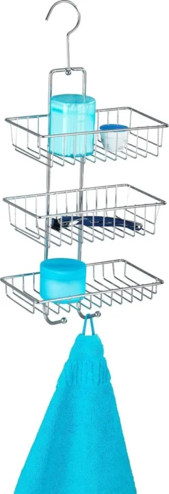 WENKO Doucherek Nivala 3-laags Chroom - Doucherek Zonder Boren - Doucherek Hangend -Mooie Badkamer 413x1200