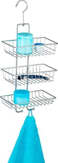 WENKO Doucherek Nivala 3-laags Chroom - Doucherek Zonder Boren - Doucherek Hangend -Mooie Badkamer 434x1200