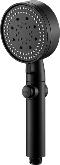 Merkloos Waterbesparende Douchekop - Handdouche - Regendouche - Met ECO STOP Knop - 5 Standen - ABS - Zwart -Mooie Badkamer 442x1200