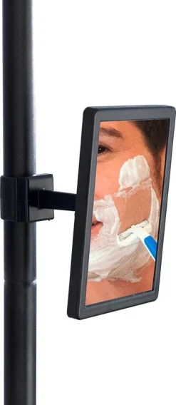 WENKO Telescopisch Doucherek Big Black 3-laags Met Spiegel Zilver/zwart - Bevestigen Zonder Boren -Mooie Badkamer 522x1200