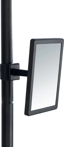 WENKO Telescopisch Doucherek Big Black 3-laags Met Spiegel Zilver/zwart - Bevestigen Zonder Boren -Mooie Badkamer 523x1200