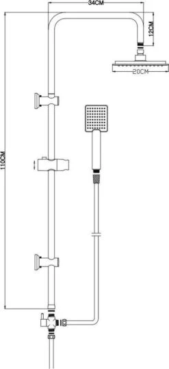 Relaxwonen - Regendouche Set Zwart Met Handdouche - Extra Stevig -Mooie Badkamer 550x1200