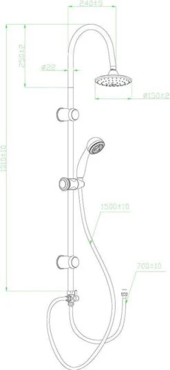 SCHÜTTE Jamaica Fresh Douchesysteem - Regendouche - 102 Cm Stang - Chroom -Mooie Badkamer 552x1200