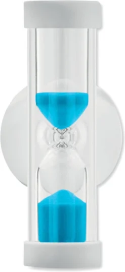 Merkloos Douchetimer - Douchewekker - Doucheklok - Showertimer - Met Zuignap - Waterbesparende - Zandloper - 4 Minuten - Blauw