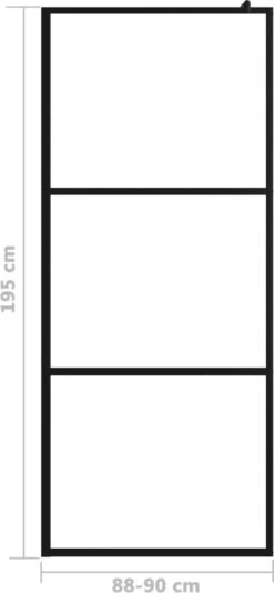 VidaXL Inloopdouchewand Transparant 90x195 Cm ESG-glas Zwart -Mooie Badkamer 555x1200