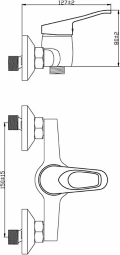 SCHÜTTE Athos Plus Douchekraan - Mengkraan - 150 Mm Hartafstand - Chroom -Mooie Badkamer 566x1200