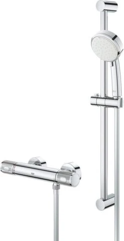 GROHE Grohtherm-1000 Performance Renovatieset - Met Thermostaatkraan, Koppelingen, Glijstang En Hoofddouche - CoolTouch - Chroom -Mooie Badkamer 618x1200 2