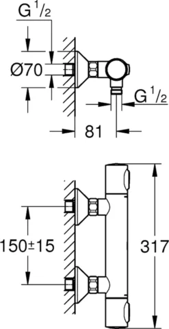GROHE Precision Flow Thermostatische Douchekraan - EcoJoy® - EcoButton - 15cm - 34840000 -Mooie Badkamer 618x1200