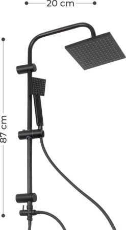 Niceey Doucheset - Regendouche - Handdouche - Verstelbaar - Vierkant - Mat Zwart -Mooie Badkamer 657x1200 1