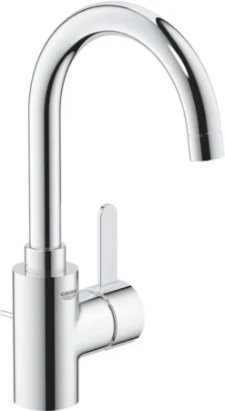 GROHE Eurosmart Cosmopolitan Wastafelkraan - Hoge C-uitloop - Met Trekwaste - Chroom - 32830001 -Mooie Badkamer 657x1200