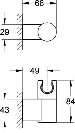 GROHE Rainshower Wandhouder - Verstelbaar - Chroom - 27055000 -Mooie Badkamer 678x1200