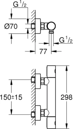 GROHE QuickFix Precision Get Thermostatische Douchekraan - EcoJoy - Met Koppelingen - Chroom - 34773000 -Mooie Badkamer 682x1200 2
