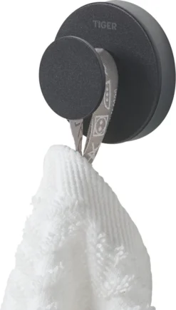 Tiger Urban - Handdoekhaak - 2 Stuks - Zwart - ø 5 Cm - Inclusief 4 Decorringen - Zelfklevend -Mooie Badkamer 682x1200