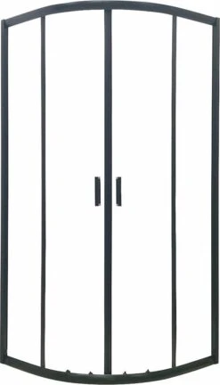 Merkloos Douchecabine Kwartrond 90x90x200 Cm 6 Mm Nano Anti Kalk Veiligheidsglas Met Zwart Aluminium Omlijsting -Mooie Badkamer 686x1200 1