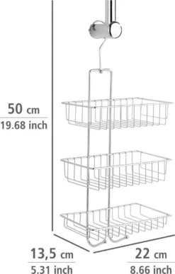 WENKO Doucherek Nivala 3-laags Chroom - Doucherek Zonder Boren - Doucherek Hangend -Mooie Badkamer 765x1200 1