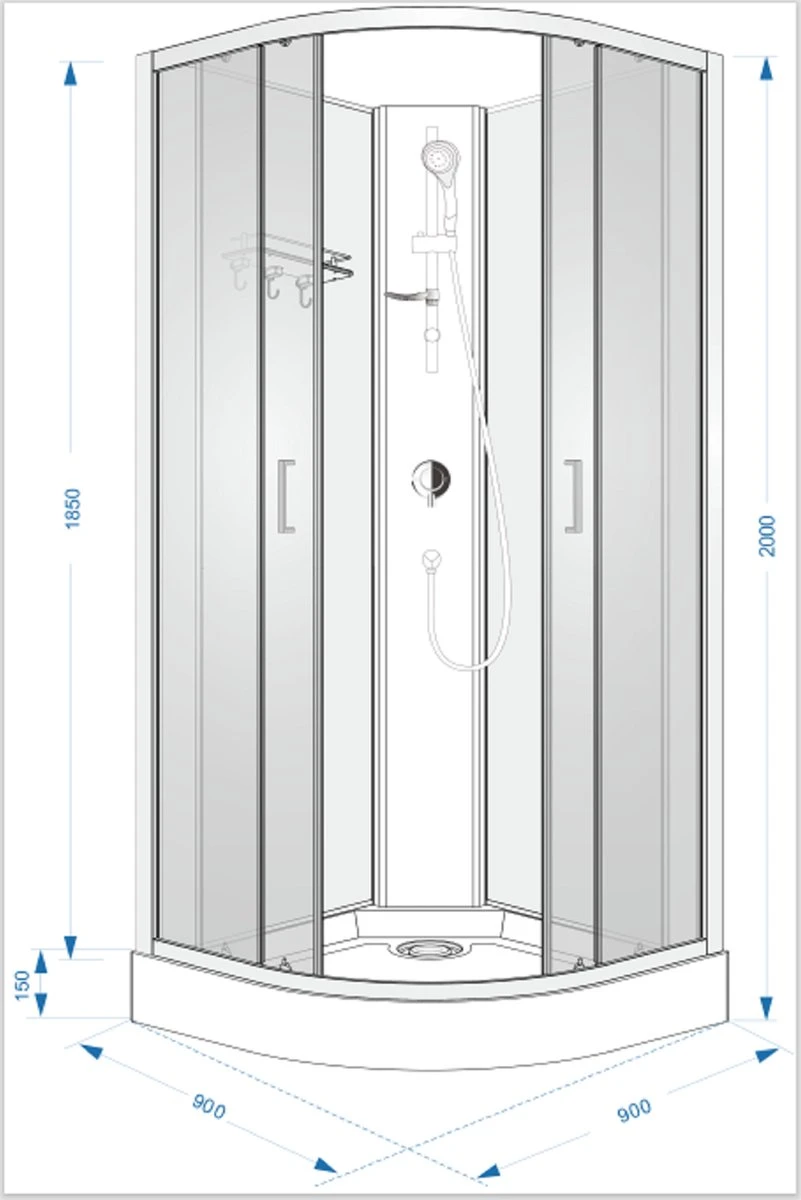 Sanifun Complete Douchecabine Steff 900 X 900 Kitvrij 2 Sanifun Complete Douchecabine Steff 900 X 900 Kitvrij - Afbeelding 2